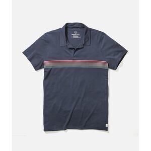 Marine Layer Air Stripe Polo XL Blue nights colorway Sustainable casual preppy